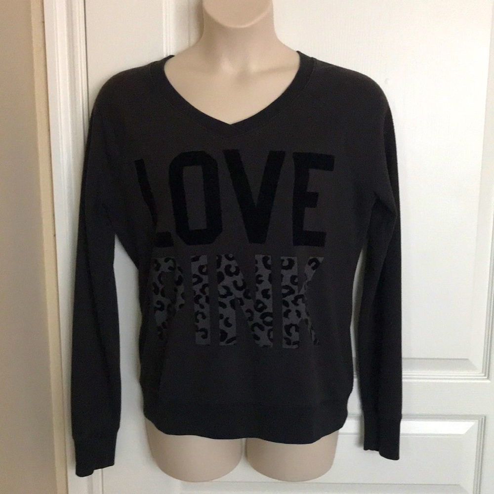 Women’s Victoria’s Secret PINK v-neck black pullover long sleeve M sweatshirt